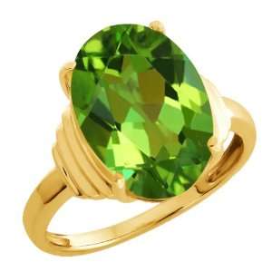   Envy Green Oval Mystic Quartz and Green14k Yellow Gold Ring Jewelry