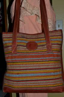 BORN Woven Indian Blanket Leather Tote Bag DISTRESSED Southwestern 