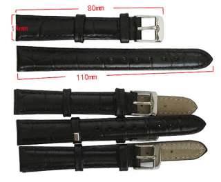 14mm Crocodile Grain Leather Watch Band Wristwatch Strap Black b29 