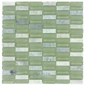   stacked glass mosaic tile in green tea