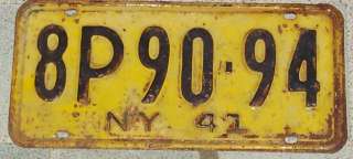 1941 NEW YORK~8P90 94~LICENSE PLATE~TAG  