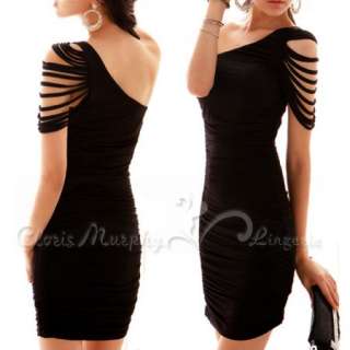 Sexy One Shoulder With Cut Out Shoulder Cocktail Lycra Mini Dress 