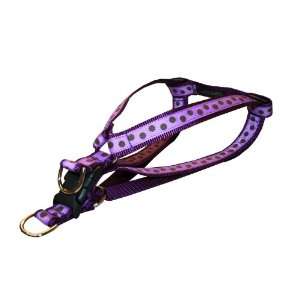  Large Purple Polka Dot Dog Harness 1 wide, Adjusts 23 