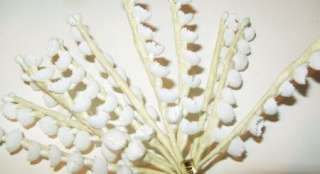   Hat Flower WHITE Cotton Lily of the Valley 12 DOLL SIZE Stems  