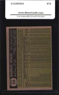 1961 Topps Baseball #200 Warren Spahn (Braves) STX 8 NM/MT  