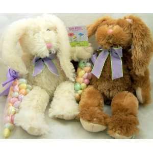 His and Hers Easter Bunnys Brown Plush with Jelly Beans 13 