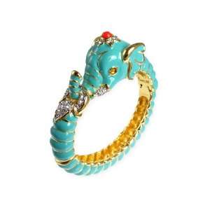  Kenneth Jay Lane Bracelet   Elephant Turquoise Enamel 