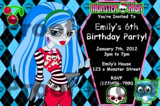 Monster High   Birthday Invitations  