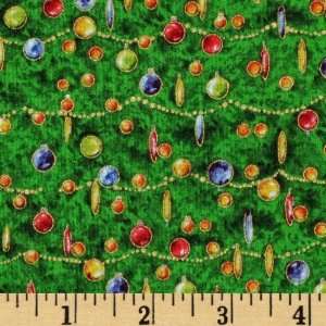  44 Wide Santas Ornaments Green Fabric By The Yard Arts 