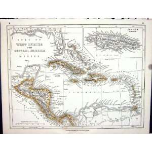   Map 1853 Gulf West Indies America Mexico Cuba Hayti Honduras Home