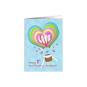  Hot Air Balloon 1st Anniversary Husband Card Health 