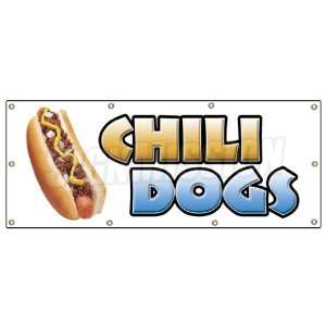  36x96 CHILI DOGS BANNER SIGN hot dog cart stand signs 