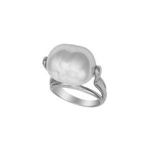  Majorica Jewelry Baroque Pearl Silver Ring (Size N 