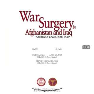   in Iraq and Afghanistan ~ 100 Medical Case Studies ~ Book on CD  