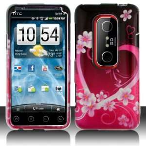  HTC EVO 3D Purple Love Hard Case Cover Phone Protector 