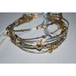 Seasonal Whispers Desinger Bracelet, Opal Gray, Silver & Gold 