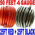 50 ft 4 Gauge 25 RED and 25 Black Car Audio Power Ground Wire Cable 