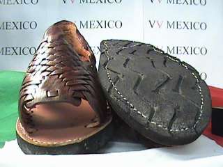 LEATHER MEXICAN SANDALS DARKbrown HUARACHE MEN size 10  