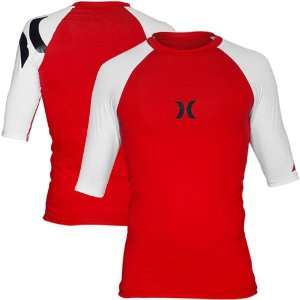  Hurley One & Only 4 Way Stretch Lycra Rashguard   Red 