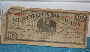 1914 DIVISION DEL BRAVO REPUBLICA MEXICANA 10 CENTAVOS  