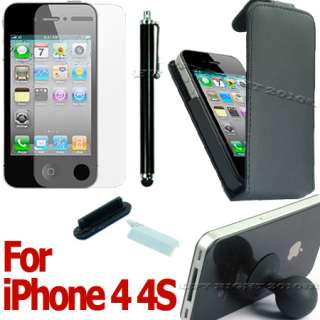 22 ACCESSORIES FOR IPHONE 4 4S BLACK LEATHER HARD CASE COVER CAR 