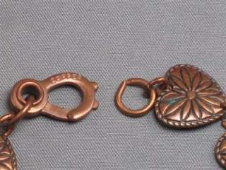 Vintage 1950s   1960s Fine Embossed Flower Bracelet   Solid Copper 