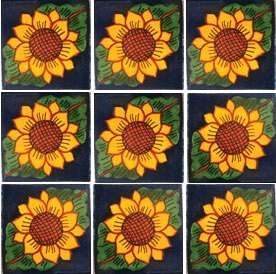 02)) NINE Mexican Clay Mosaic Talavera Tiles Ceramic  