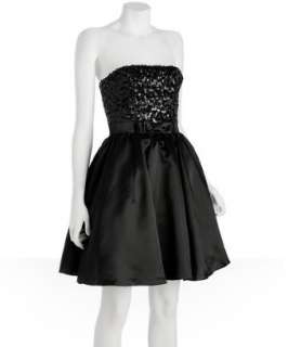 Betsey Johnson black sequined sateen strapless dress   up to 
