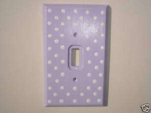 LAVENDER WITH WHITE POLKA DOTS SINGLE WOOD SWITCH PLATE  