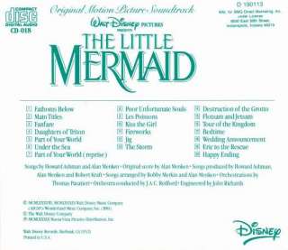   Mermaid Soundtrack AUDIO CD cartoon movie music track tunes  