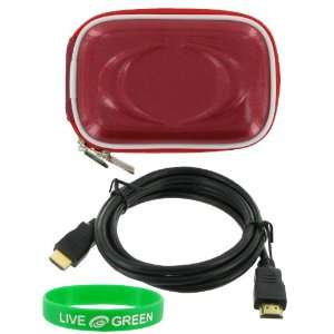 Candy Red) Case and Mini HDMI to HDMI Cable 1 Meter (3 Feet) for JVC 