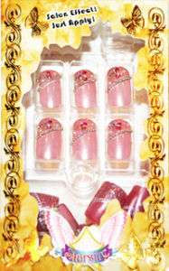 Japan Starsire 3D Rhinestone Pearls Pink Acrylic Nails  