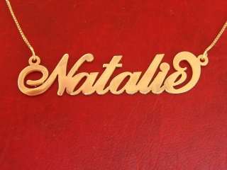   on a beautiful Solid 14k Gold Natalie Font Style Name Necklace