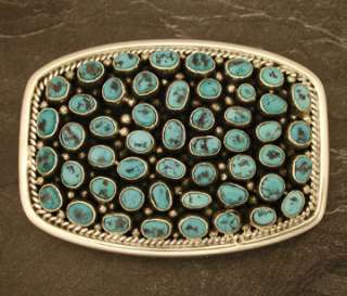  Johnson Turquoise Cluster Belt Buckle Native American Navajo Jewelry