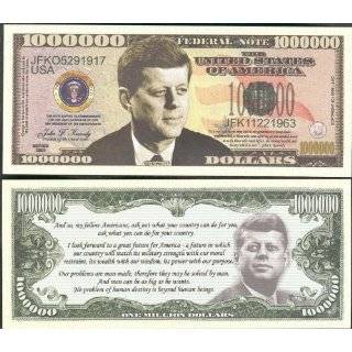 John F Kennedy $Million Dollar$ Novelty Bill Collectible w/ Bill 