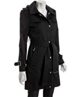 MICHAEL Michael Kors black cotton blend snap front hooded trench 