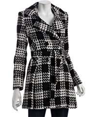 Via Spiga black and white plaid wool blend Scarpa belted coat (3 