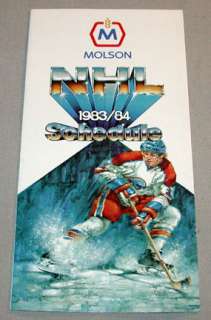 1983 84 Molson NHL Hockey Schedule  