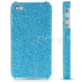 TURQUOISE GLITTER BACK HARD CASE COVER FOR iPHONE 4 4G  