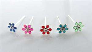 Lot 5 Sterling Silver Nose Stud Ring Screw Lrg Flowers  