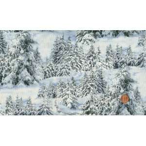    Snowy Landscape Cotton Fabric By the Yard Arts, Crafts & Sewing