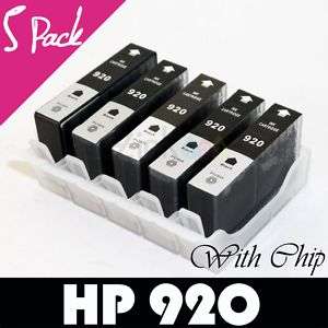 5pk HP 920 Black Ink Officejet 6500A Plus e710n Printer  