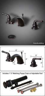 Oil Rubbed Bronze 8 Widespread Bathroom Faucet w/ Popup Drain 