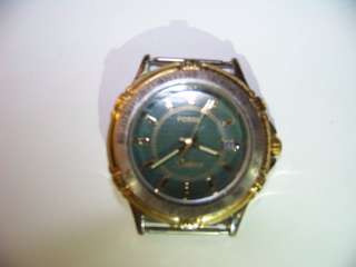 Fossil Starmaster Green Face Watch Vintage 80s For Parts or Repair 
