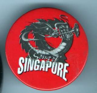old DRAGON Pin SINGAPORE Trumpet Button  