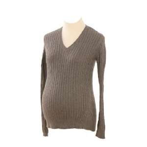 Lilo Maternity Cable V neck Sweater Charcoal Grey XS