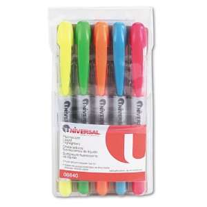 Liquid Pen Style Highlighter, Chisel Tip, Fluor BE,GN,OE,YW,PK, 5/set 