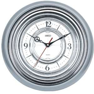  Shining silver round wall clock modern[1304]