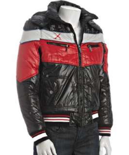 RAY Jeans red striped quilted nylon bomber  
