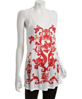 Torn red jersey Jenny Boho Floral tunic tank  